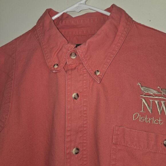 Wild Turkey Federation Mens Shirt XXL Coral Cotton Embroidered Turkey Hunting - Picture 4 of 16